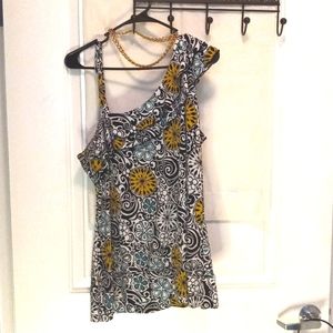 Carole Little one shoulder  ruffle top